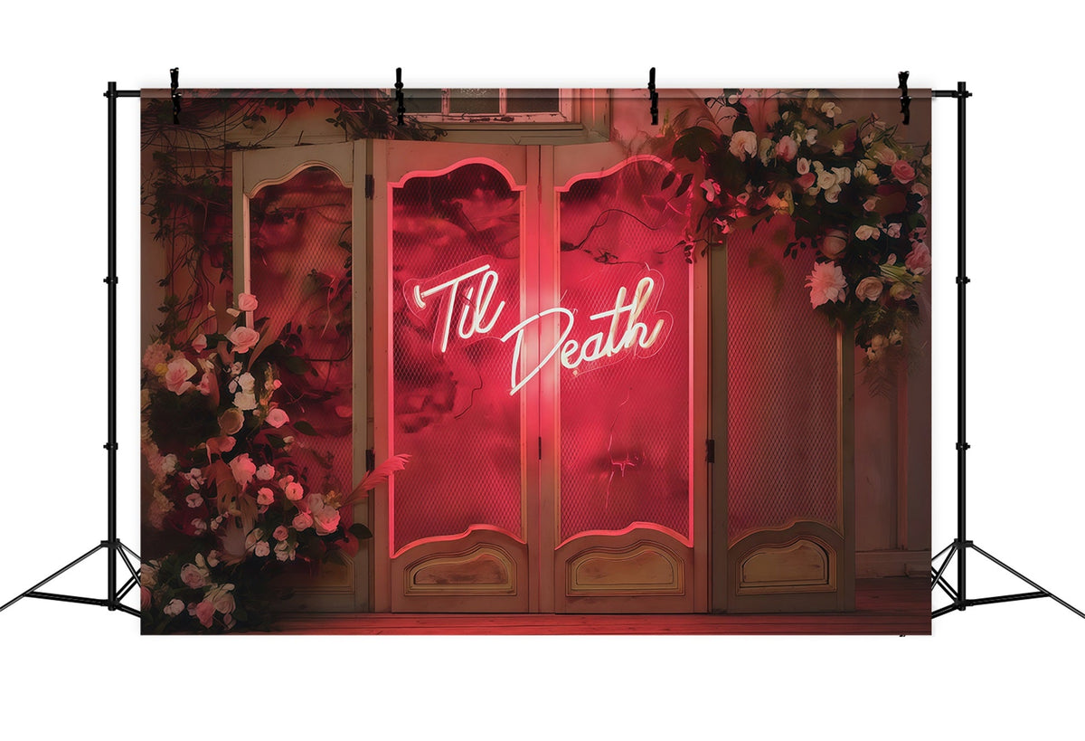 Halloween-Hochzeitshintergrund Rosa Gotisch Neonblumen Halloween-Fotohintergrund RR67-3