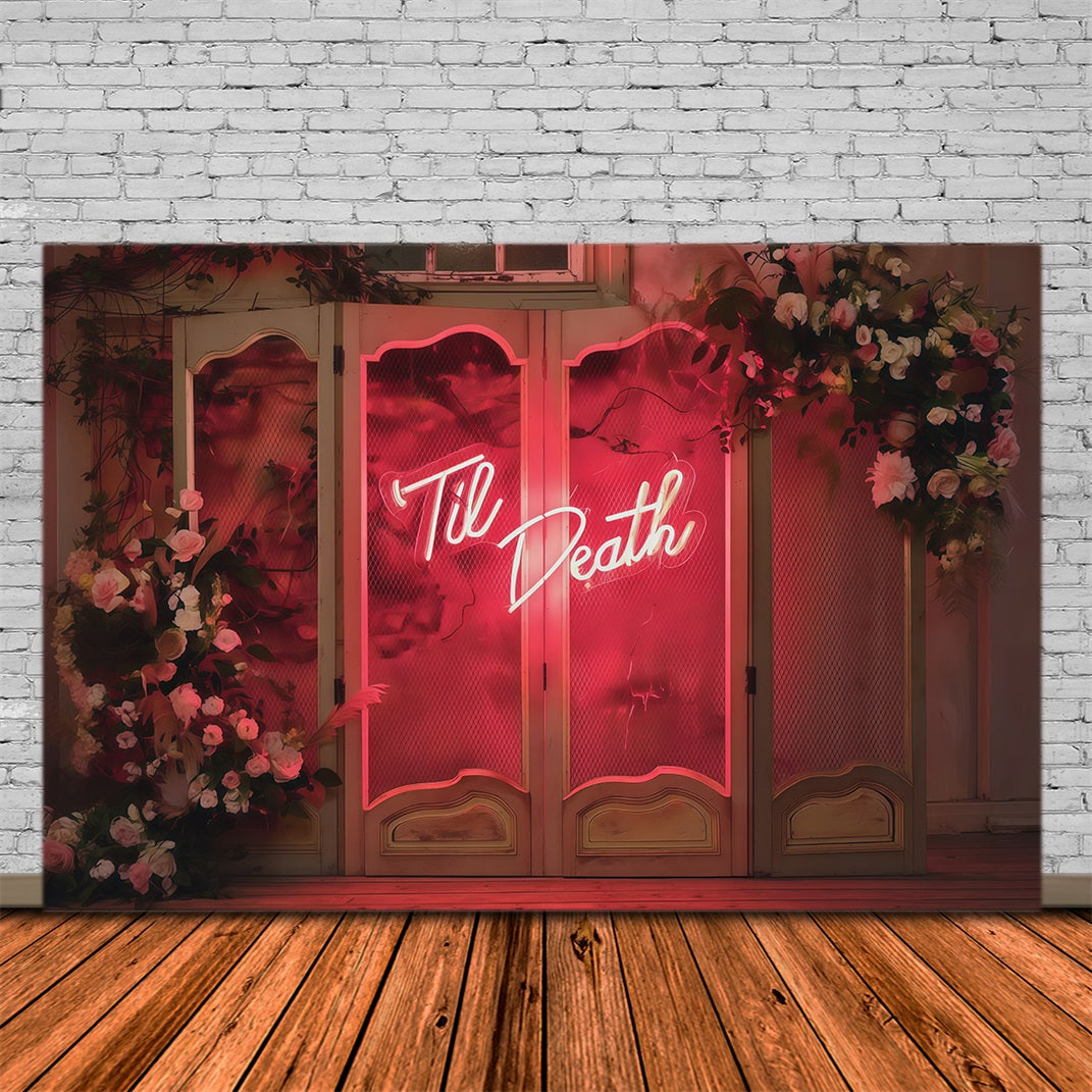 Halloween-Hochzeitshintergrund Rosa Gotisch Neonblumen Halloween-Fotohintergrund RR67-3