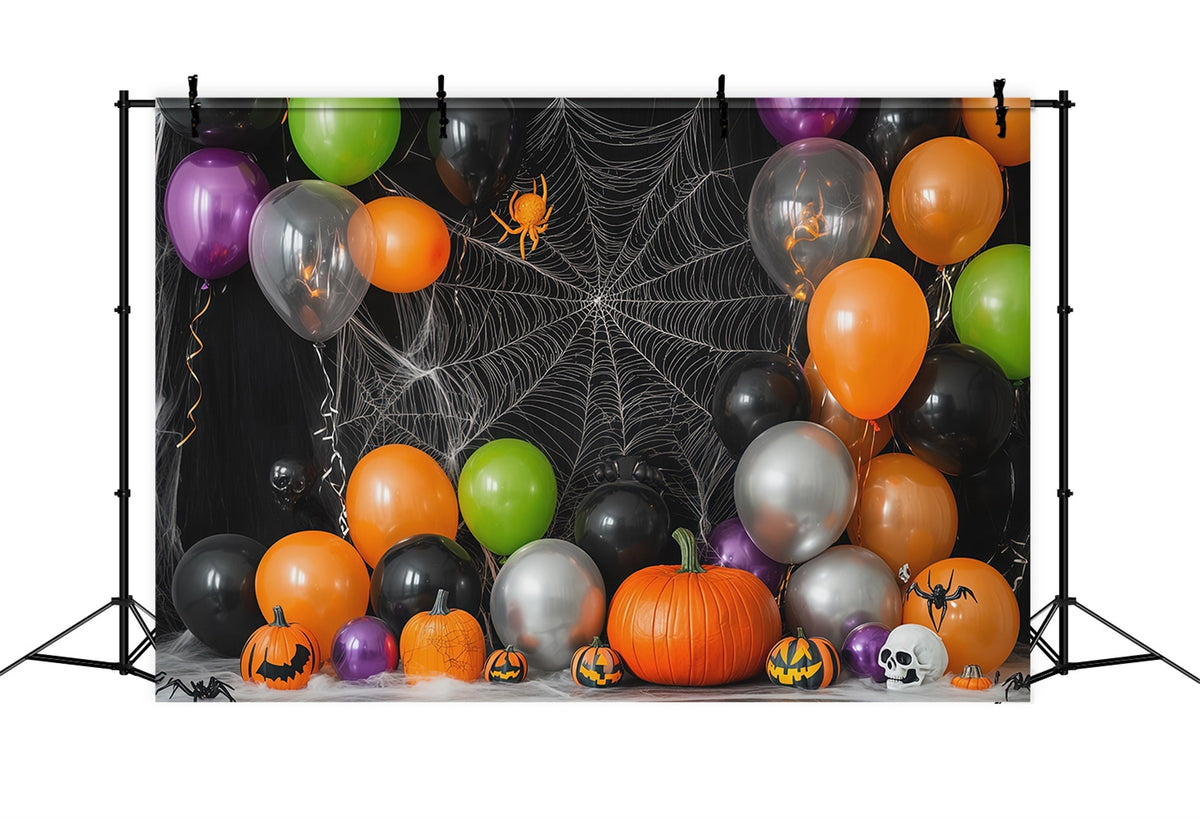 Halloween-Ballonhintergrund Spinnennetz Fledermäuse Kürbisparty Halloween-Themenhintergrund RR67-30