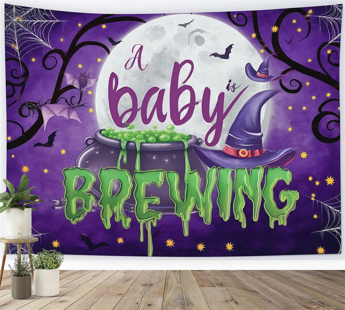 Halloween-Babyparty-HintergrundBaby Braut Einen Hexenkessel Fotohintergrund RR67-36