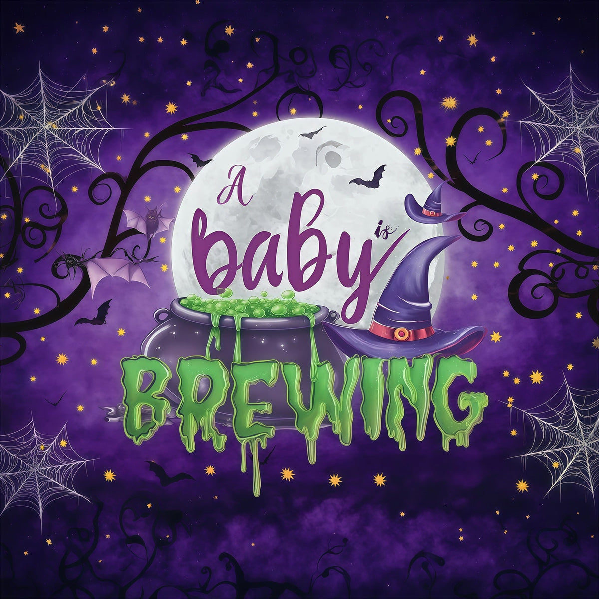 Halloween-Babyparty-HintergrundBaby Braut Einen Hexenkessel Fotohintergrund RR67-36