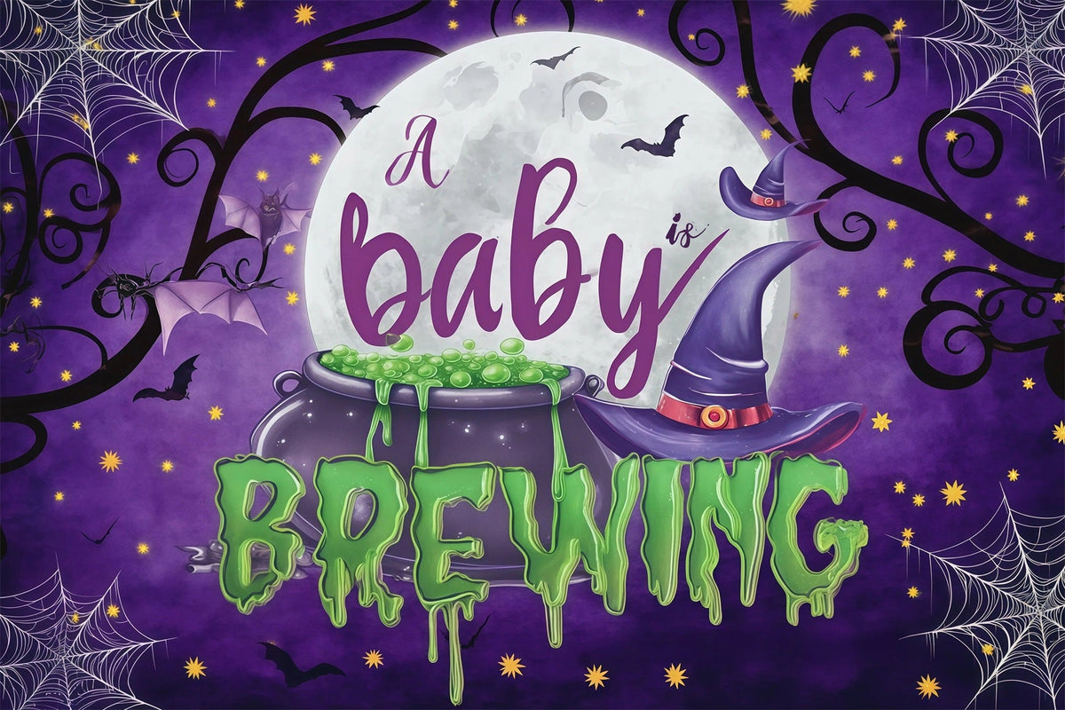 Halloween-Babyparty-HintergrundBaby Braut Einen Hexenkessel Fotohintergrund RR67-36