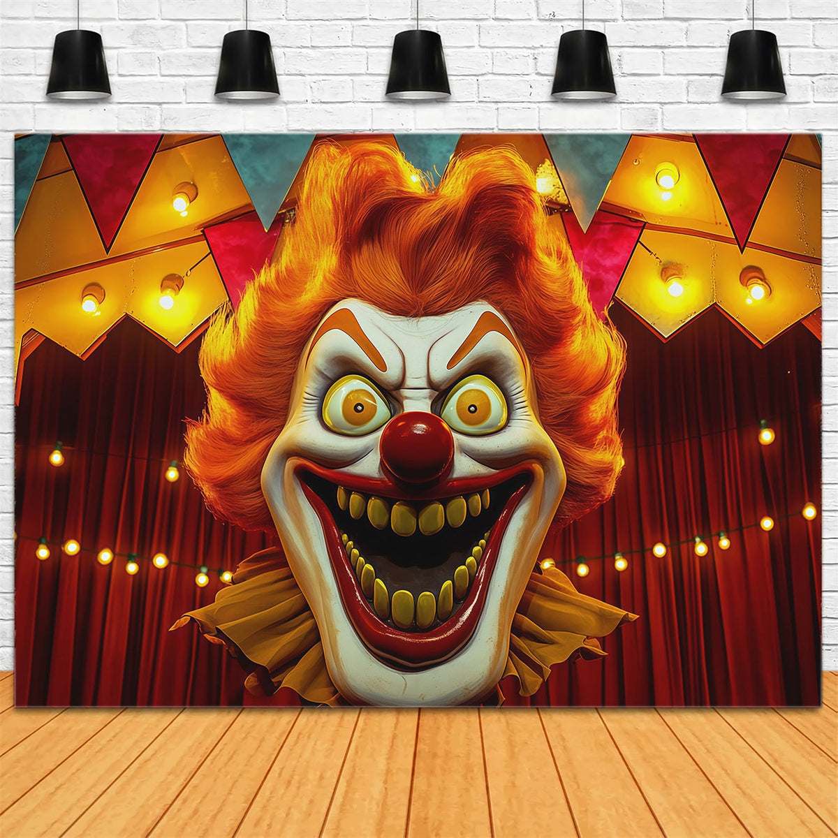 Halloween-Kulissen Für FotosGruseliger Clown Zirkusbühne Halloween-Zirkuskulisse RR67-39