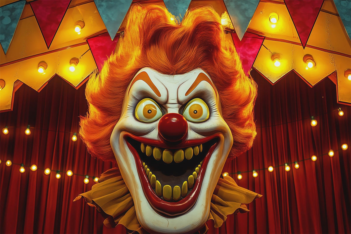 Halloween-Kulissen Für FotosGruseliger Clown Zirkusbühne Halloween-Zirkuskulisse RR67-39