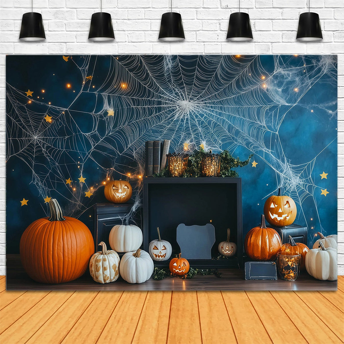 Diy Halloween Fotohintergrund Spinnennetz Kürbis Stern Dekor Halloween Hintergrund RR67-41