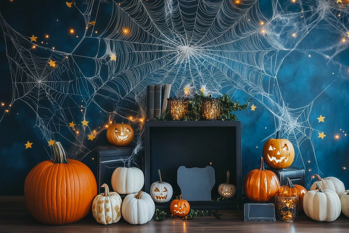 Diy Halloween Fotohintergrund Spinnennetz Kürbis Stern Dekor Halloween Hintergrund RR67-41