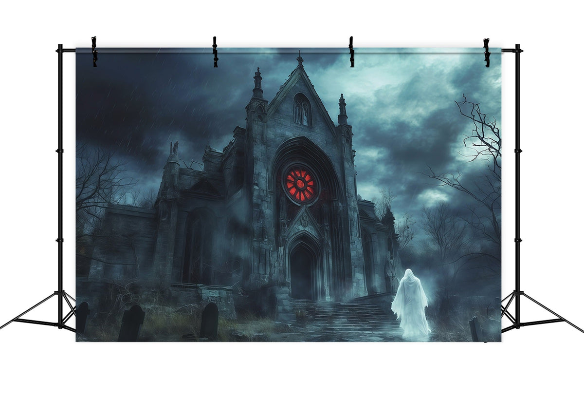 Halloween-Party-Fotohintergrund-IdeenRegnerische Gotische Kapelle Geister-Grusel-Halloween-Hintergrund RR67-45