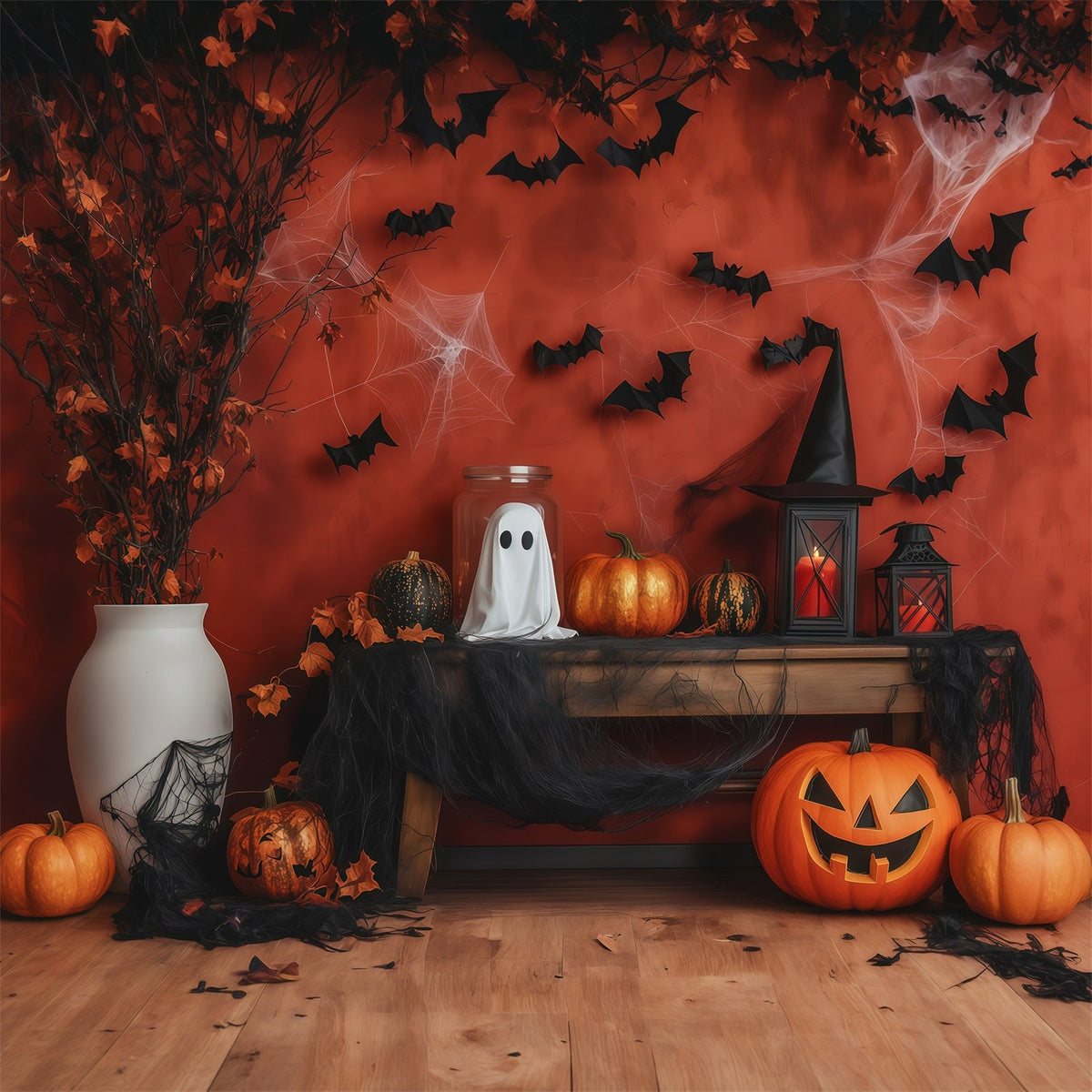 Halloween-Fotohintergrund Geister-Kürbis-Kamindekoration Diy-Halloween-Fotohintergrund RR67-50