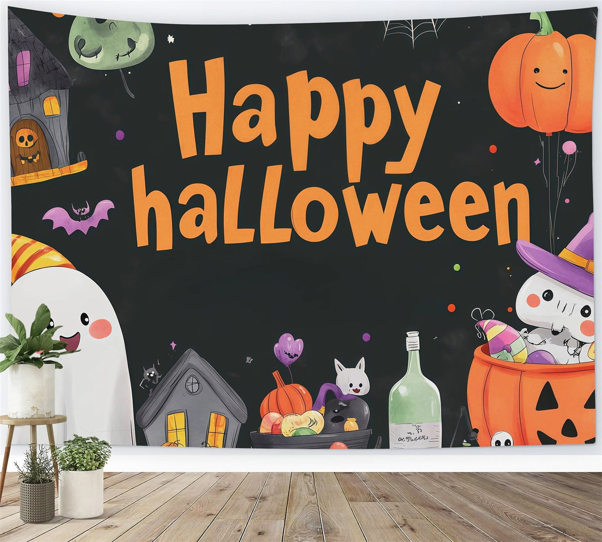 Niedliche Halloween-Hintergründe Niedliche Geister-Kürbis-Party-Hintergründe Szenenbildner RR67-56