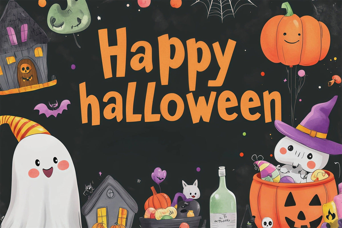 Niedliche Halloween-Hintergründe Niedliche Geister-Kürbis-Party-Hintergründe Szenenbildner RR67-56