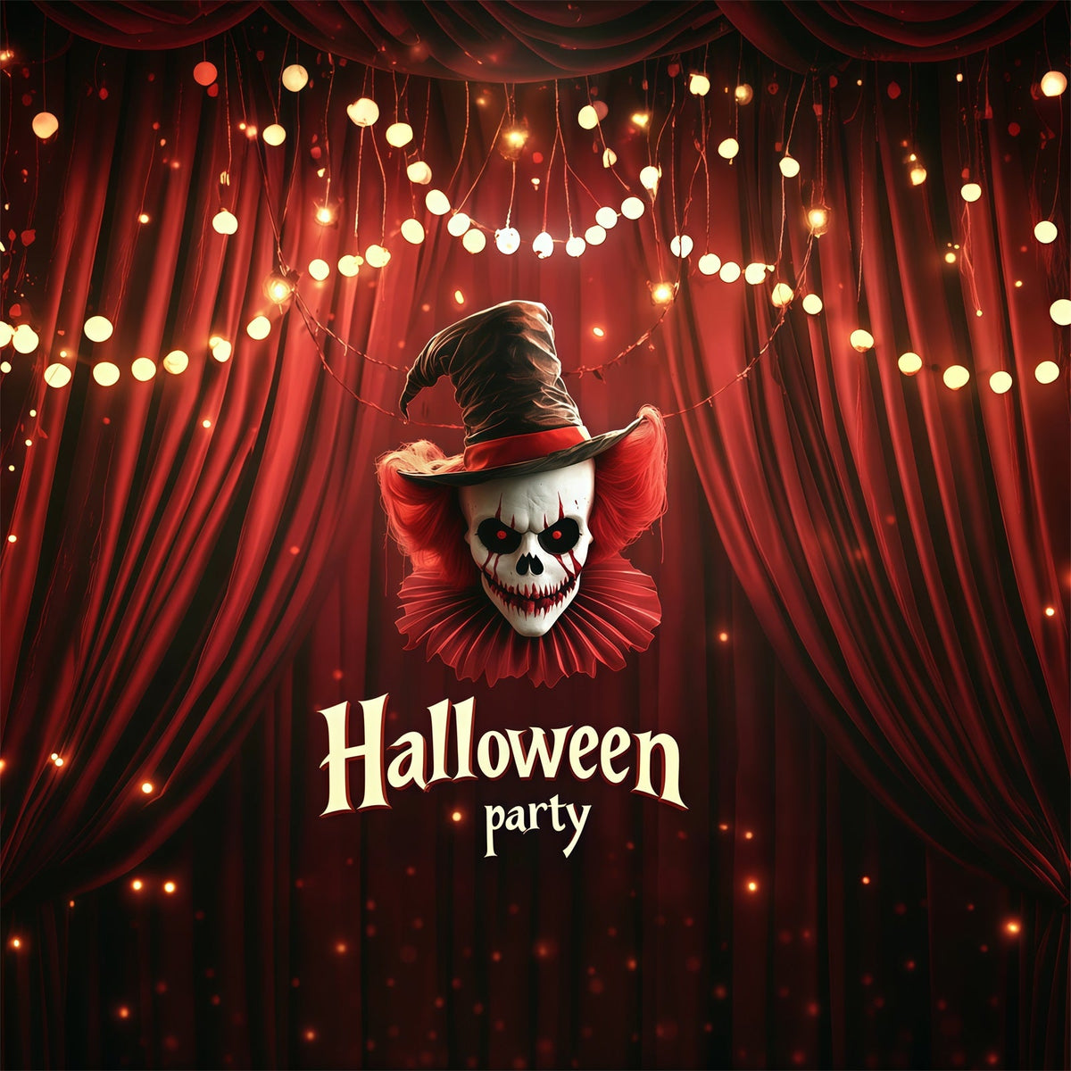 Halloween-Party-Hintergründe Clown-Totenkopf Roter Vorhang Halloween-Fotokabinen-Hintergrund RR67-57