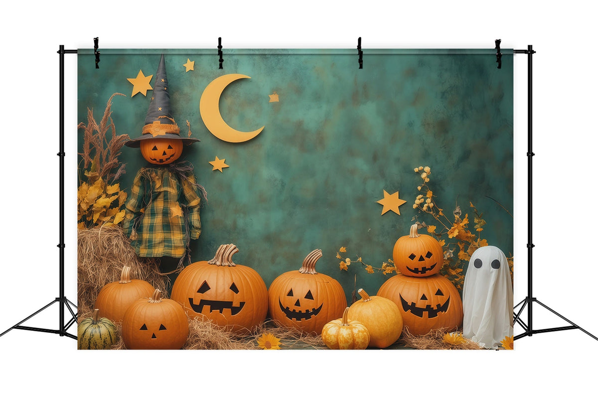 Niedliche Halloween-Fotohintergrundkulisse Mit Kürbis- Und Geistermotiven RR67-63