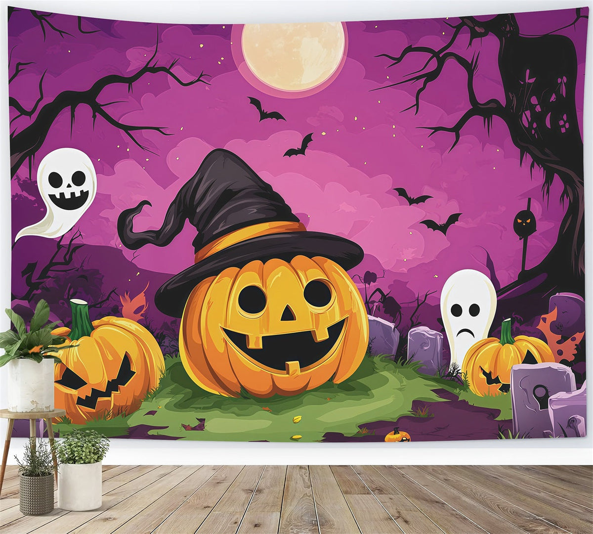 Halloween-Kulissen Aus Pappe Cartoon-Kürbis Geist Friedhof Halloween-Fotografie-Hintergrund RR67-69