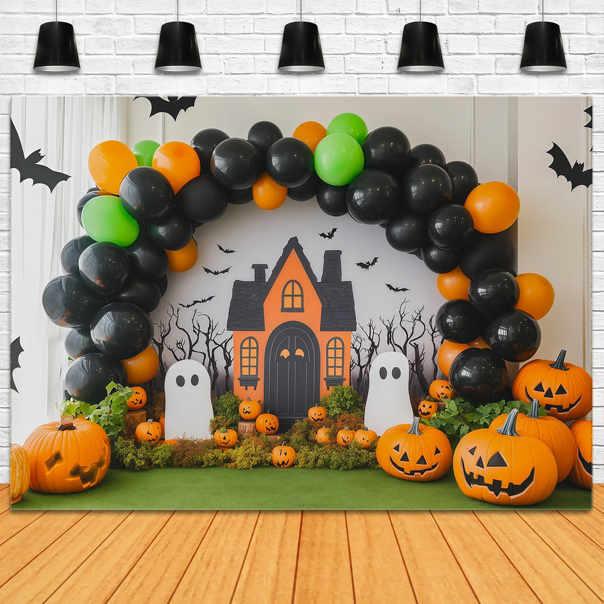 Halloween-Ballon-Hintergrund Kürbis-Geister-Partydeko Halloween-Themen-Hintergrund RR67-80