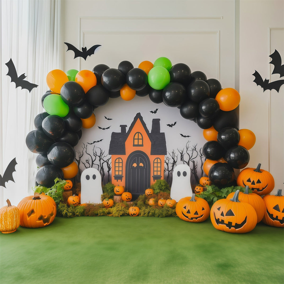 Halloween-Ballon-Hintergrund Kürbis-Geister-Partydeko Halloween-Themen-Hintergrund RR67-80