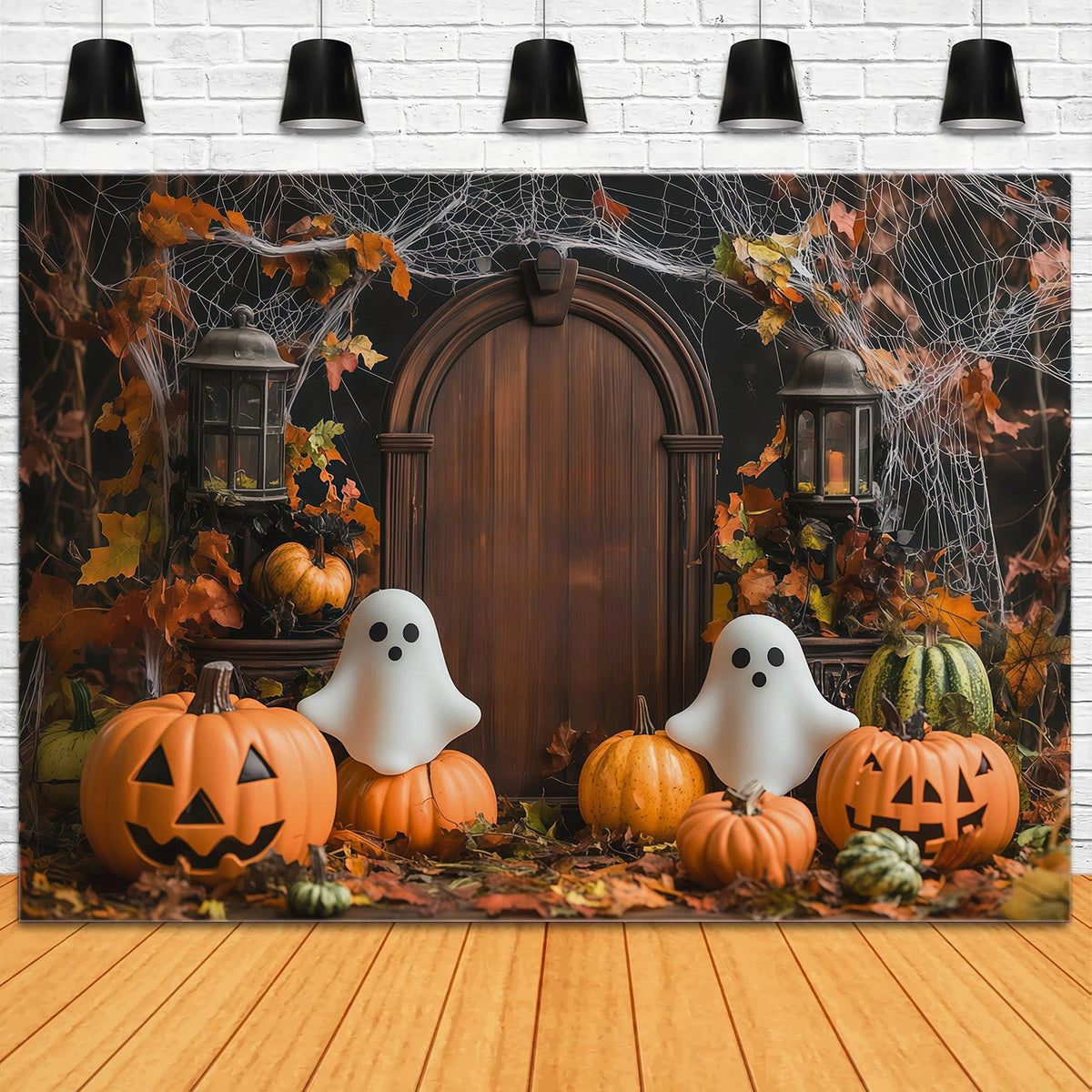 Halloween-Fotohintergrund Herbstgeist Kürbis Türhintergründe Halloween RR67-84