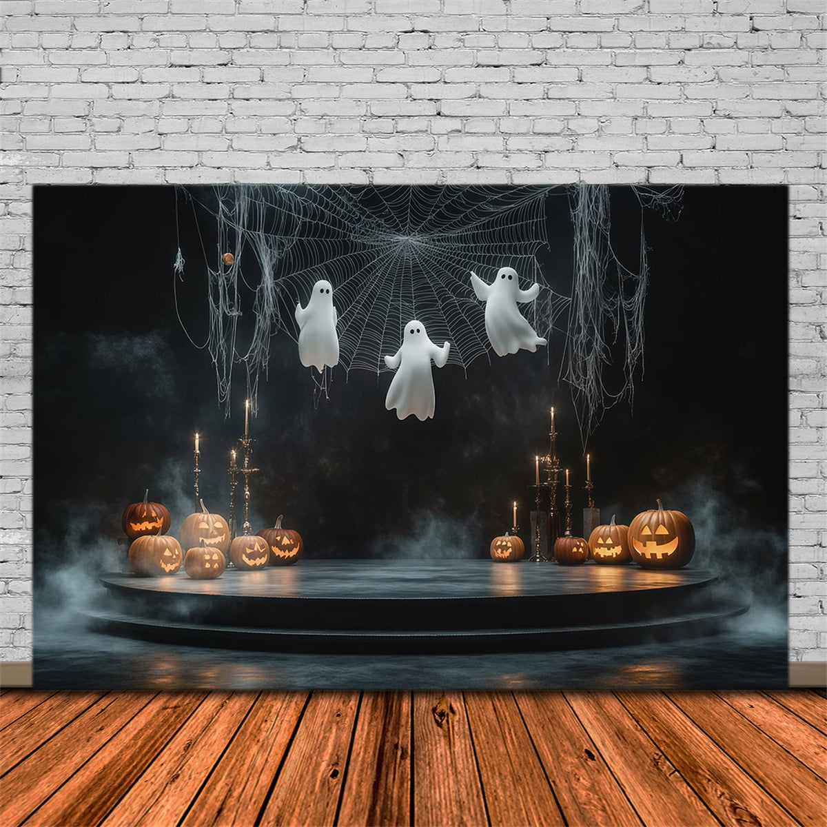 Halloween-Bühnenhintergrund Hängender Geist Spinnennetz Kürbis Halloween-Fotografie-Hintergründe RR67-85