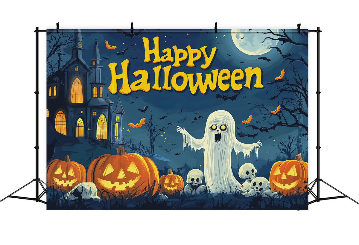 Halloween-Party-HintergrundideenKürbis-Geist-Totenkopf-Poster Gruselige Halloween-Hintergründe RR67-88