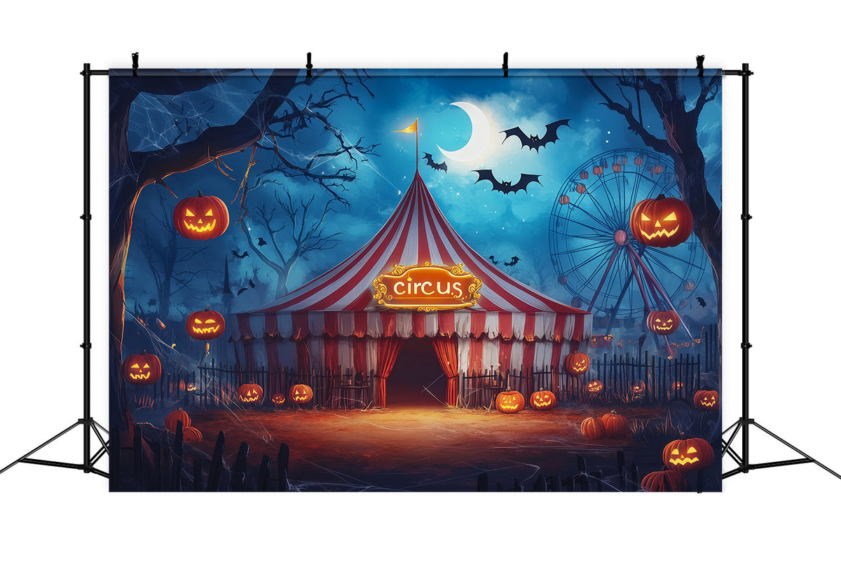 Halloween-FotohintergründeMondscheinzirkus Kürbiszelt Halloween-Zirkuskulisse RR67-89