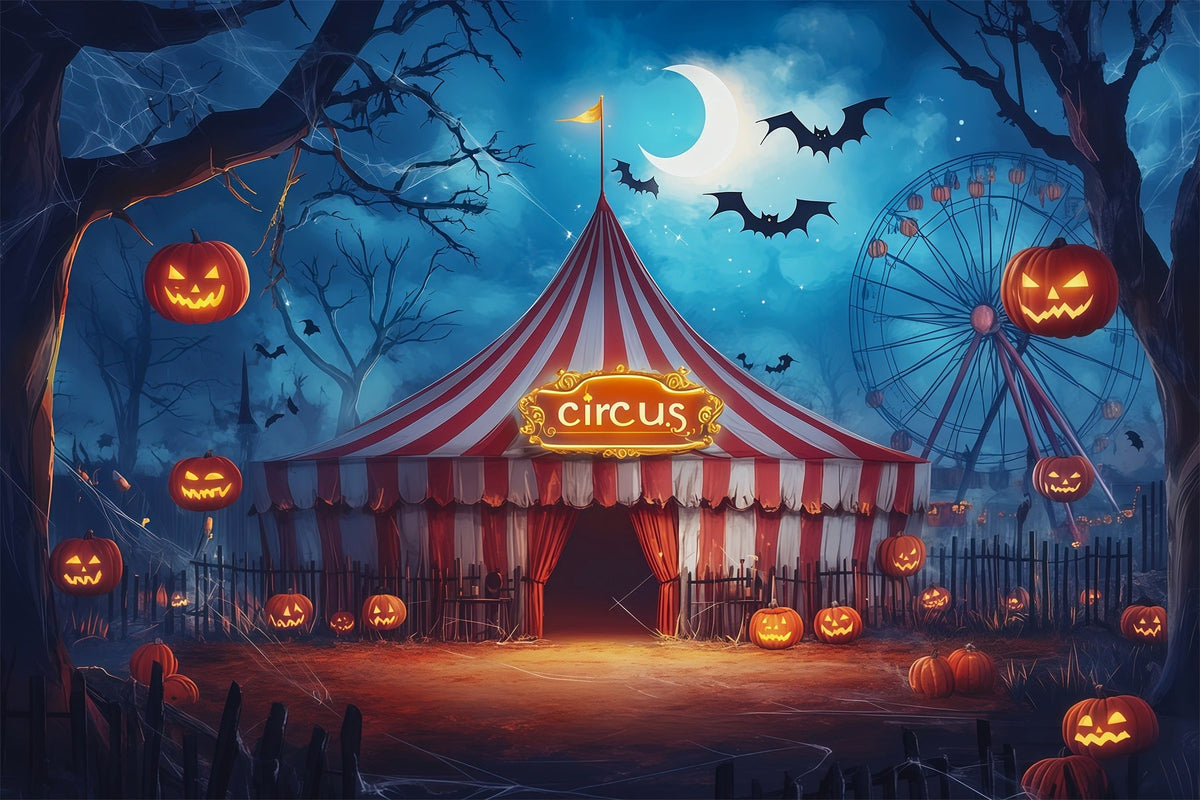 Halloween-FotohintergründeMondscheinzirkus Kürbiszelt Halloween-Zirkuskulisse RR67-89
