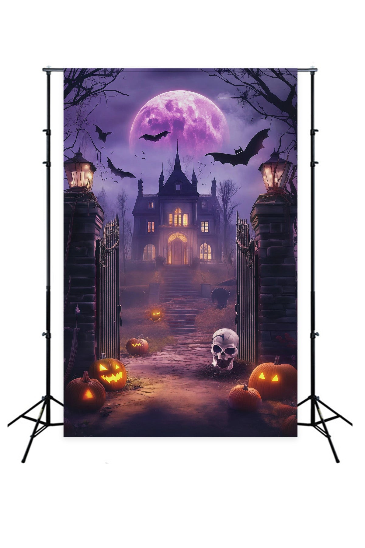 Diy Halloween Fotokulisse Lila Mond Spuktor 10X10 Halloween Kulisse RR67-91