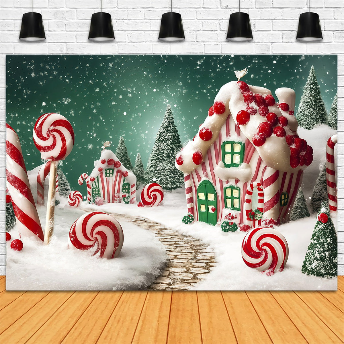 Weihnachtskulisse Candyland Candy Cottage Wunderland Weihnachts-Fotohintergründe RR68-72