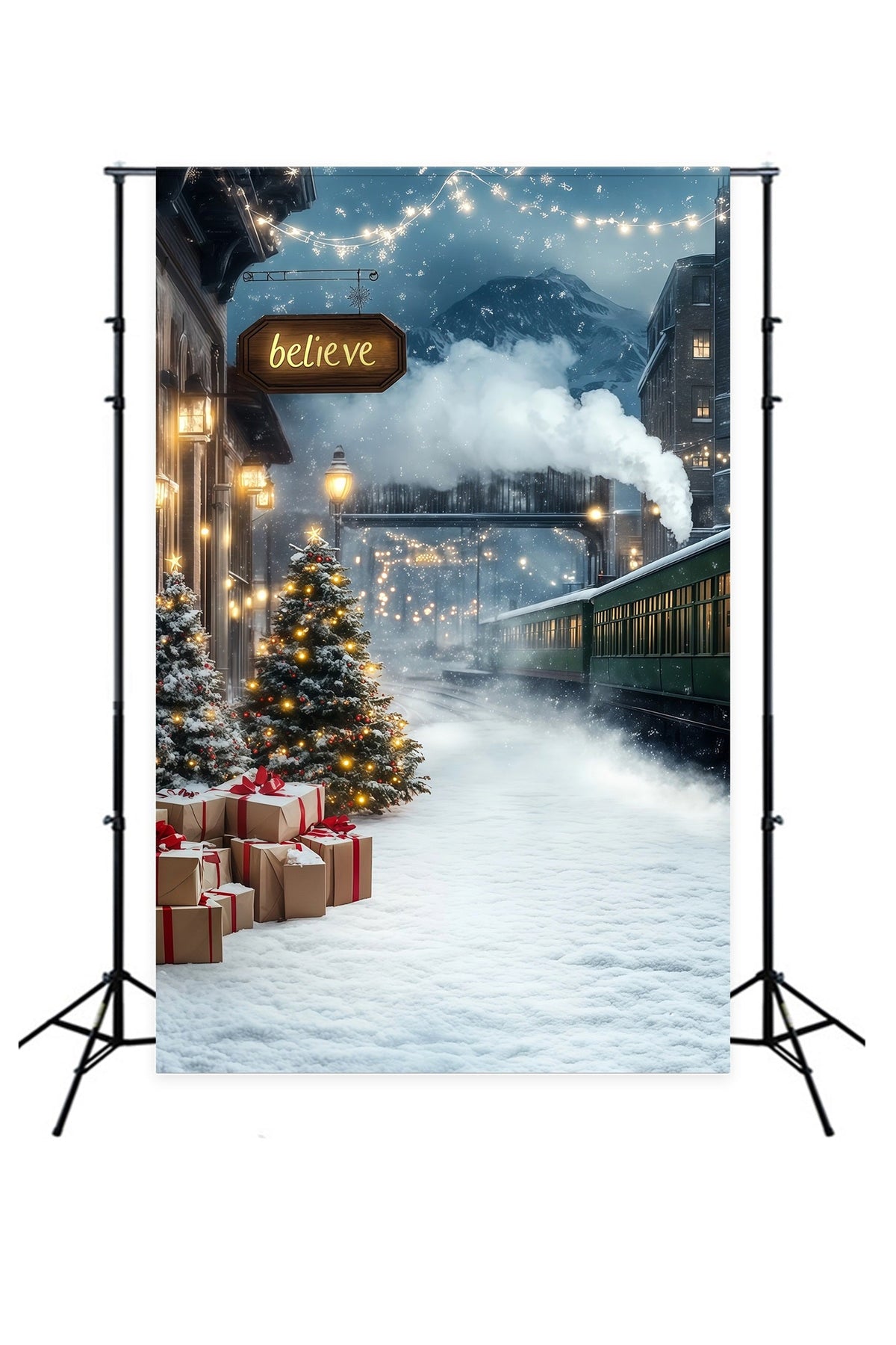 Winterliche Weihnachtskulisse Bergbahnhof Ideen Für Weihnachtskulissen RR68-78