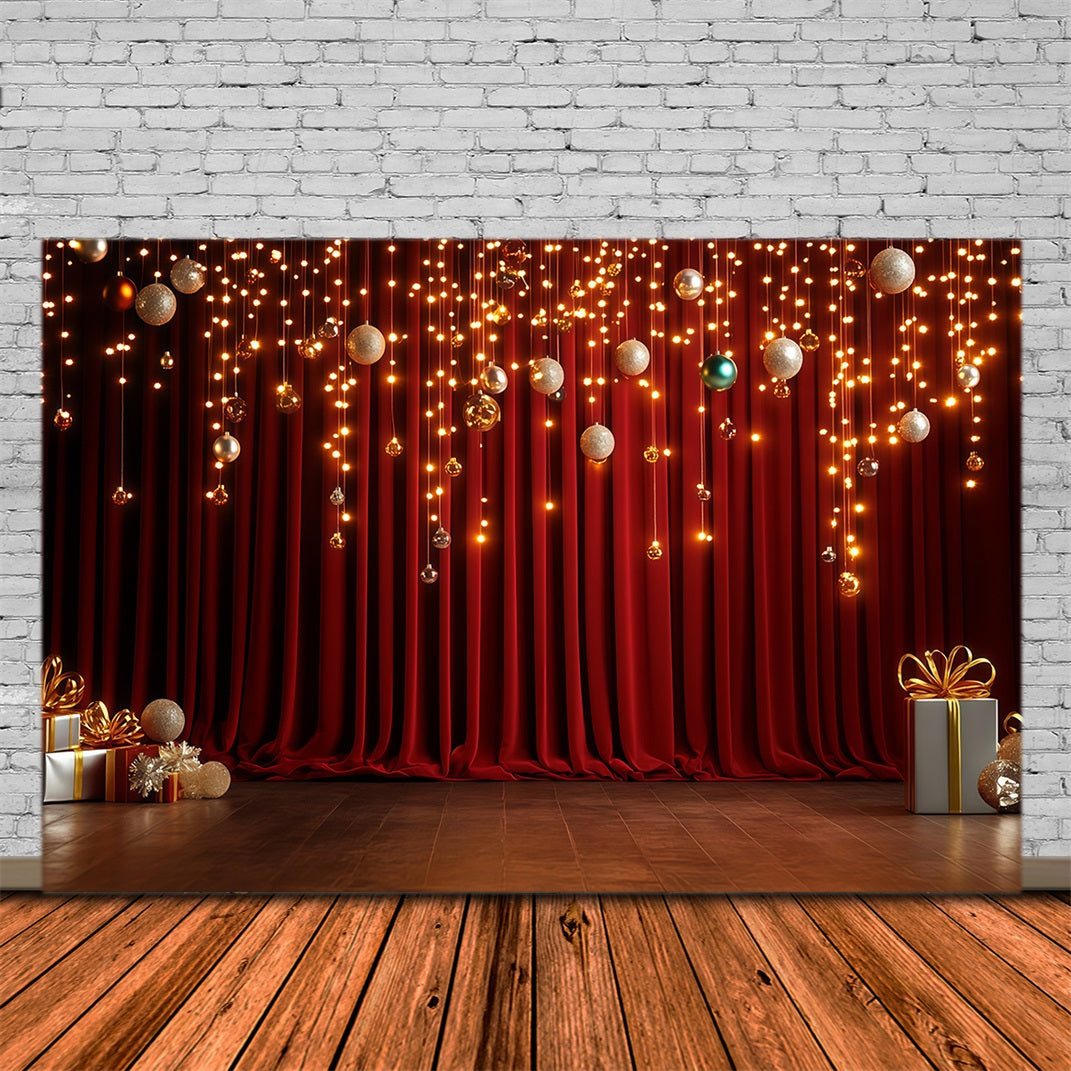 Weihnachts-Bühnenhintergründe Goldener Kugelvorhang Leuchtet Weihnachtliche Indoor-Hintergrundkulisse RR68-90
