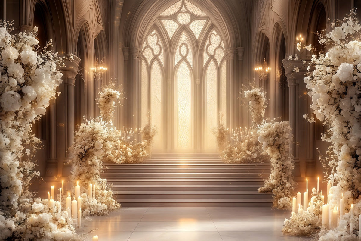 Weihnachtskulisse In Der Kirche Elfenbeinfarbener Blumenkathedrale Professionelle Weihnachtskulisse RR68-92