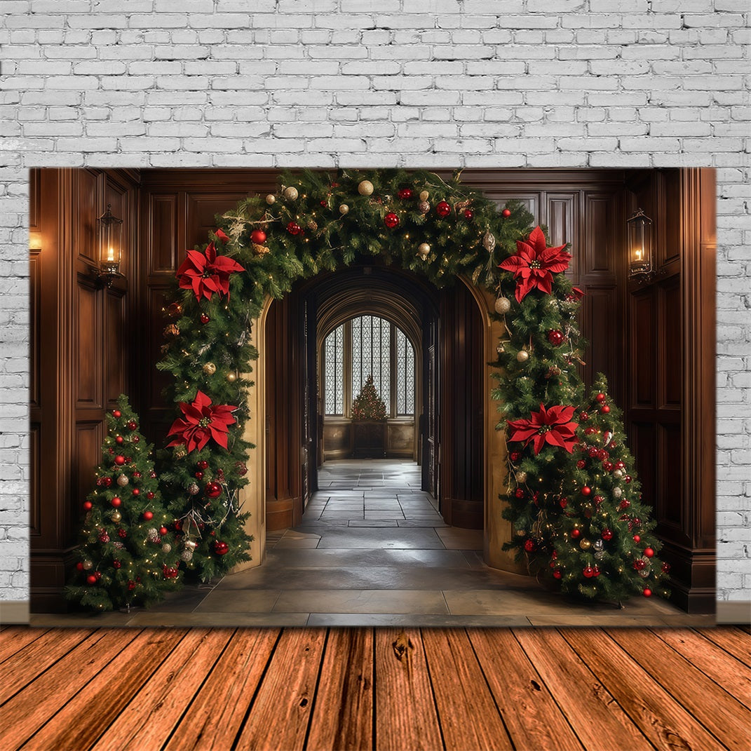 Weihnachtsbogen-Hintergrund Weihnachtsstern-Girlande Flurbogen Weihnachtswand-Hintergrund RR68-93