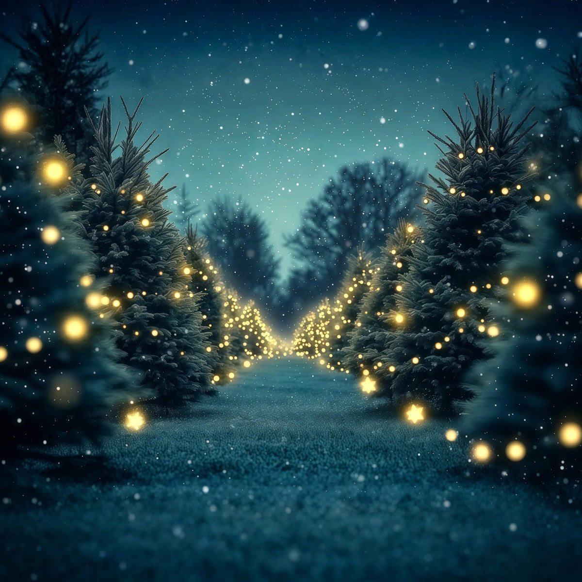 Weihnachtsbaum-Hintergrund Funkelnder Kiefernlichtpfad Weihnachtswand-Hintergrund RR69-102