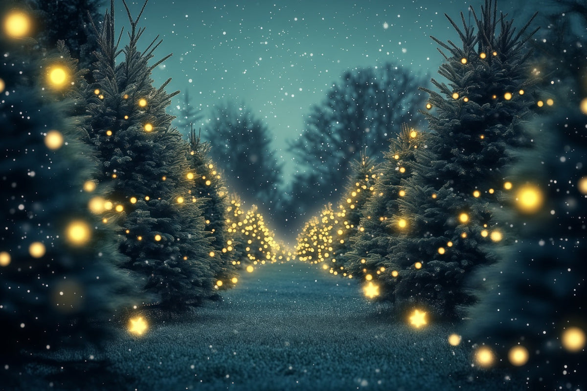 Weihnachtsbaum-Hintergrund Funkelnder Kiefernlichtpfad Weihnachtswand-Hintergrund RR69-102