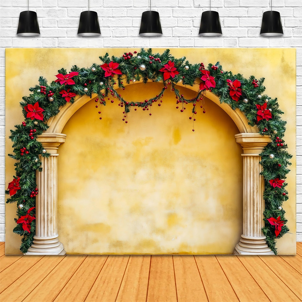 Weihnachtsbogen-Hintergrund Weihnachtsstern-Girlandensäule Weihnachtshintergrund Für Fotografie RR69-106