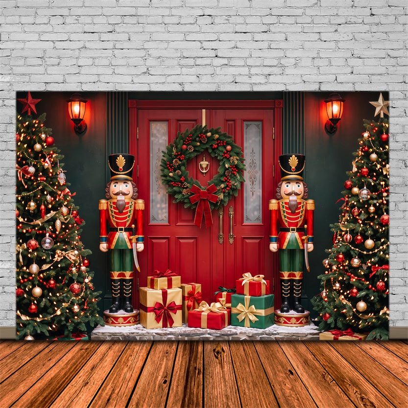 Weihnachtstür-Hintergrund Nussknackerbaum-Geschenkdisplay Weihnachtsstudio-Hintergrund RR69-110