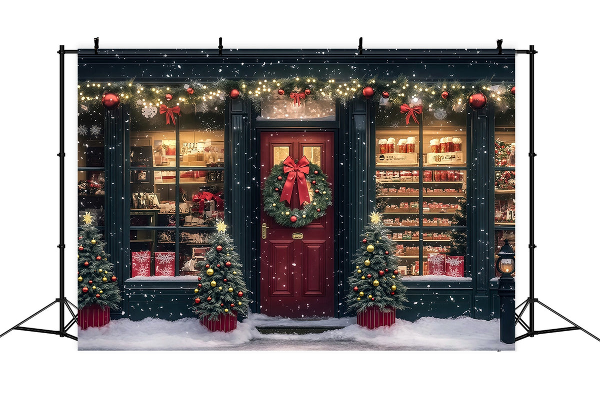 Weihnachtsladen-Hintergrund Festliche Geschenkauslage Im Schaufenster Weihnachts-Wandhintergründe RR69-15