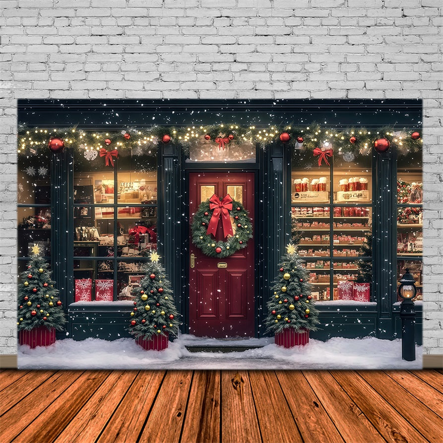 Weihnachtsladen-Hintergrund Festliche Geschenkauslage Im Schaufenster Weihnachts-Wandhintergründe RR69-15