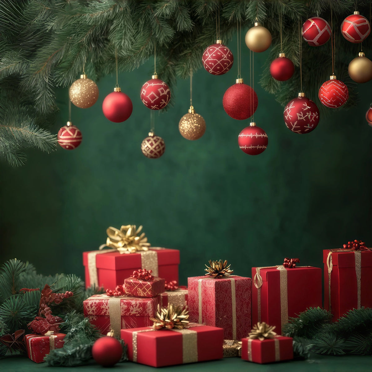 Weihnachtskugel-Hintergrund Ornament-Geschenkbox-Display Weihnachts-Fotohintergründe RR69-21