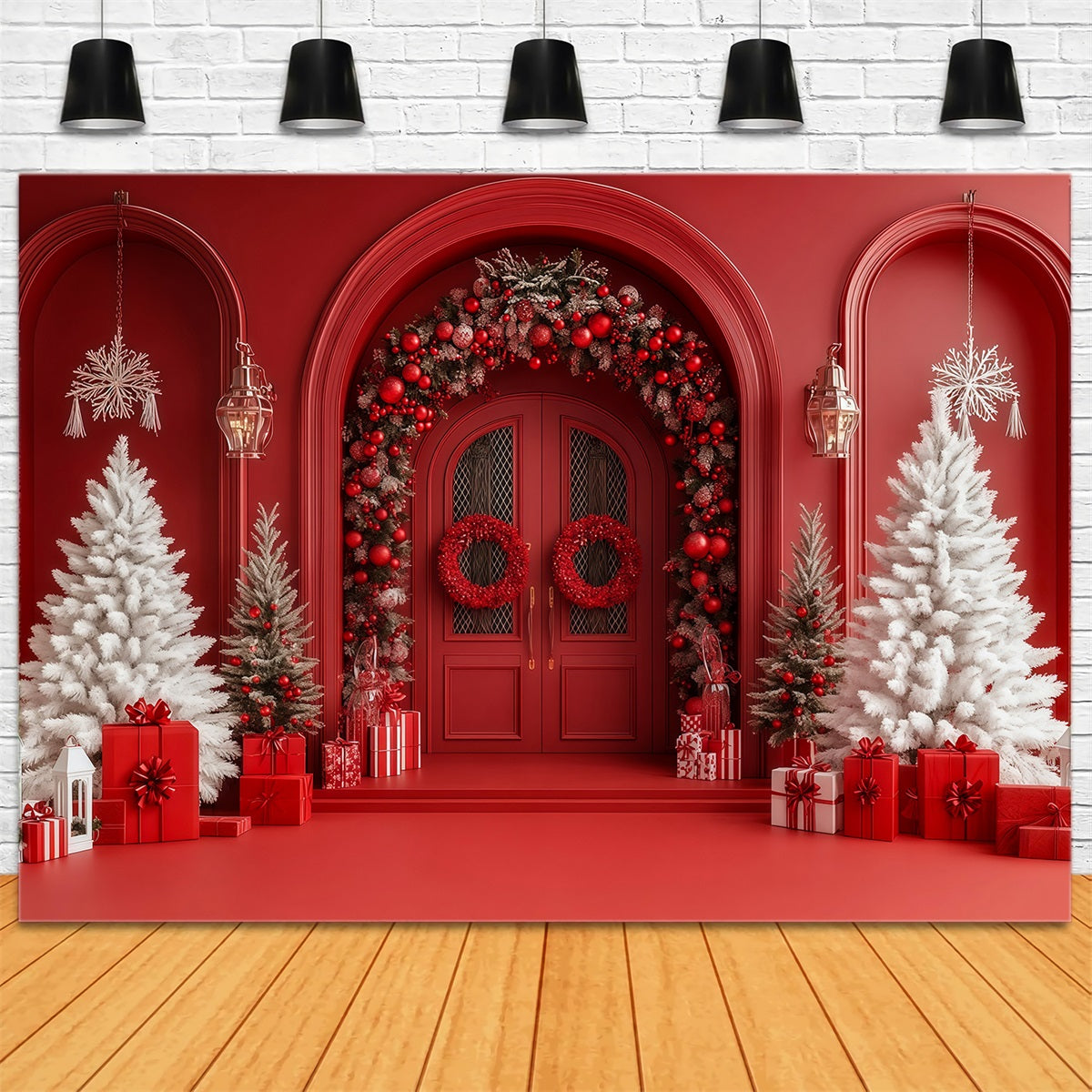 Weihnachtsbogen-Hintergrund Rote Türbeeren-Bogen Weihnachts-Fotohintergründe RR69-51