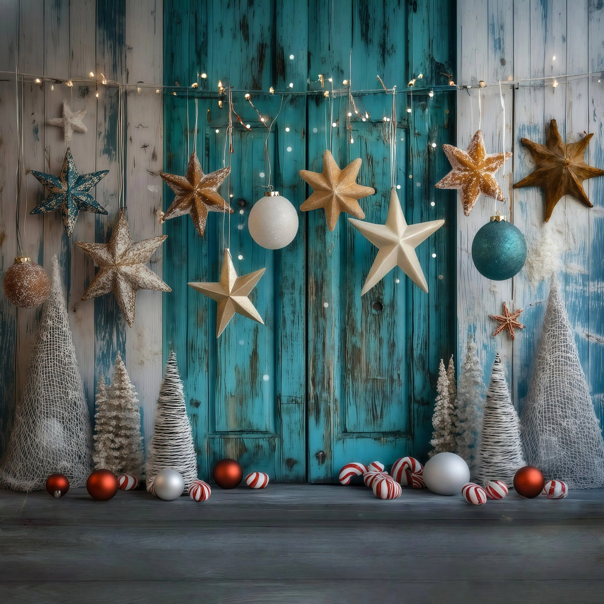Weihnachts-Holzkulisse Küstenstern-Ornament-Dekoration Weihnachtsstudio-Hintergrund RR69-53