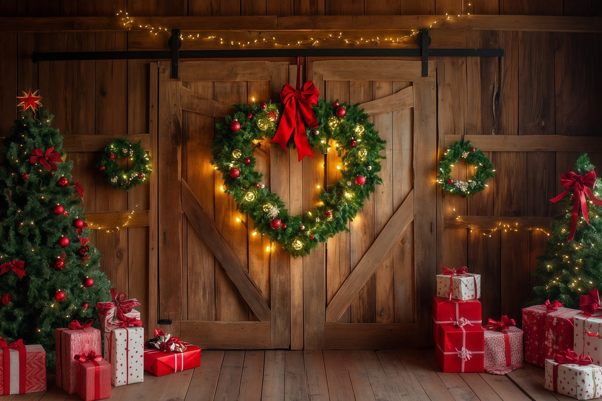 Weihnachtskulisse Mit Scheunentor Rustikale Scheunentür Mit Kranz Weihnachtskulisse Für Den Innenbereich RR69-55