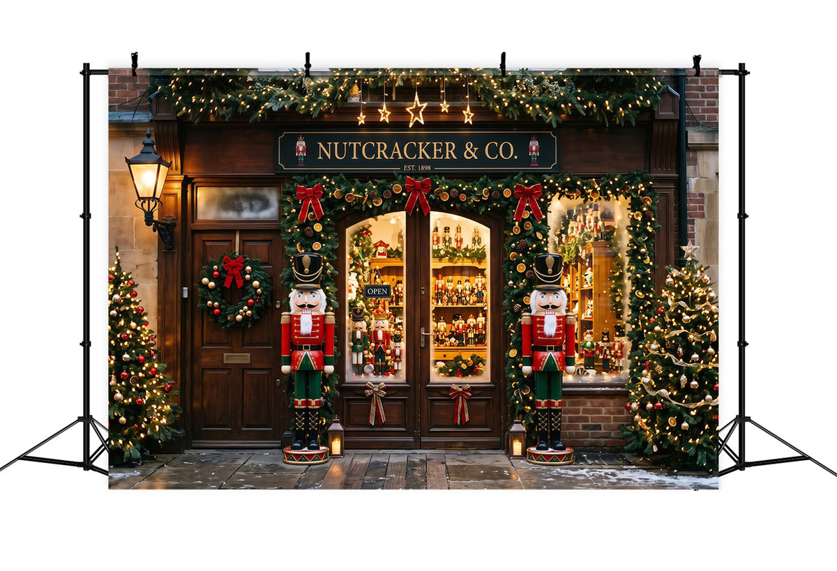 Weihnachtsladen-Hintergrund Nussknacker-Spielzeugladen Weihnachtswand-Hintergrund RR69-82