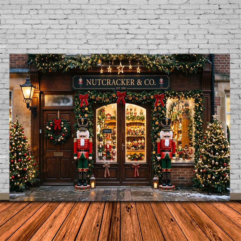 Weihnachtsladen-Hintergrund Nussknacker-Spielzeugladen Weihnachtswand-Hintergrund RR69-82