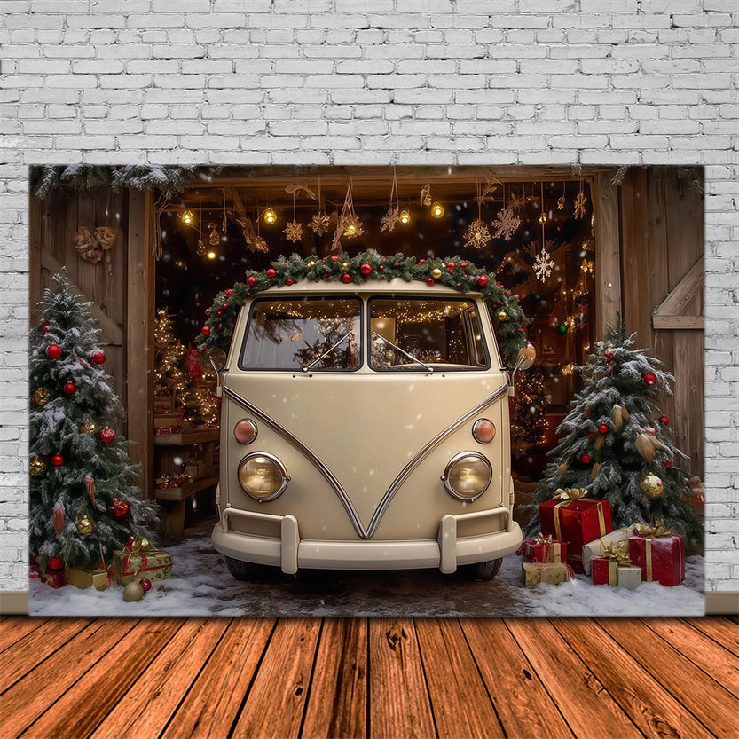 Weihnachtsbauernhof-Kulisse Vintage Van Scheunenausstellung Weihnachts-Fotografie-Hintergründe RR69-99