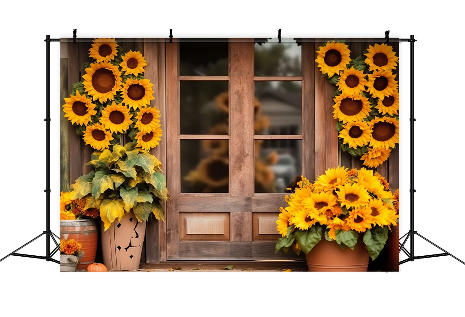 Sonnenblumen Holz Scheunentür Herbst Hintergrund RR7-136