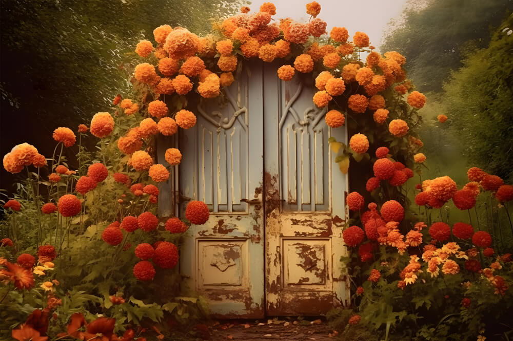 Herbst Blumen Tür Hintergrund für Fotografie RR7-143