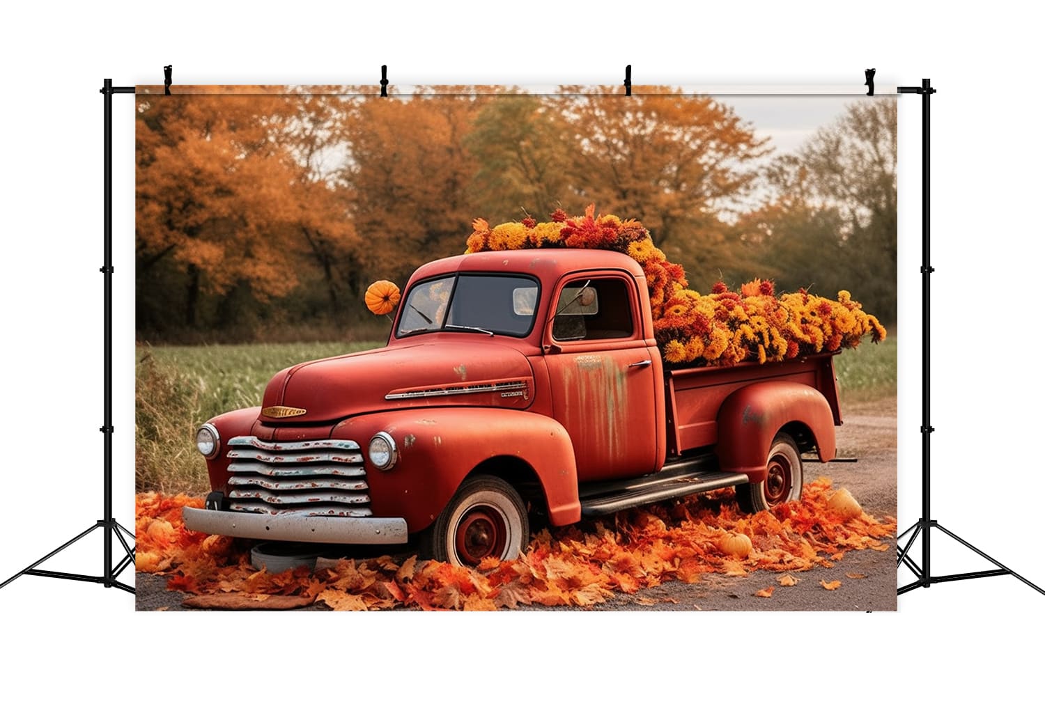 Herbst Ahorn Wald Rot LKW Hintergrund RR7-157