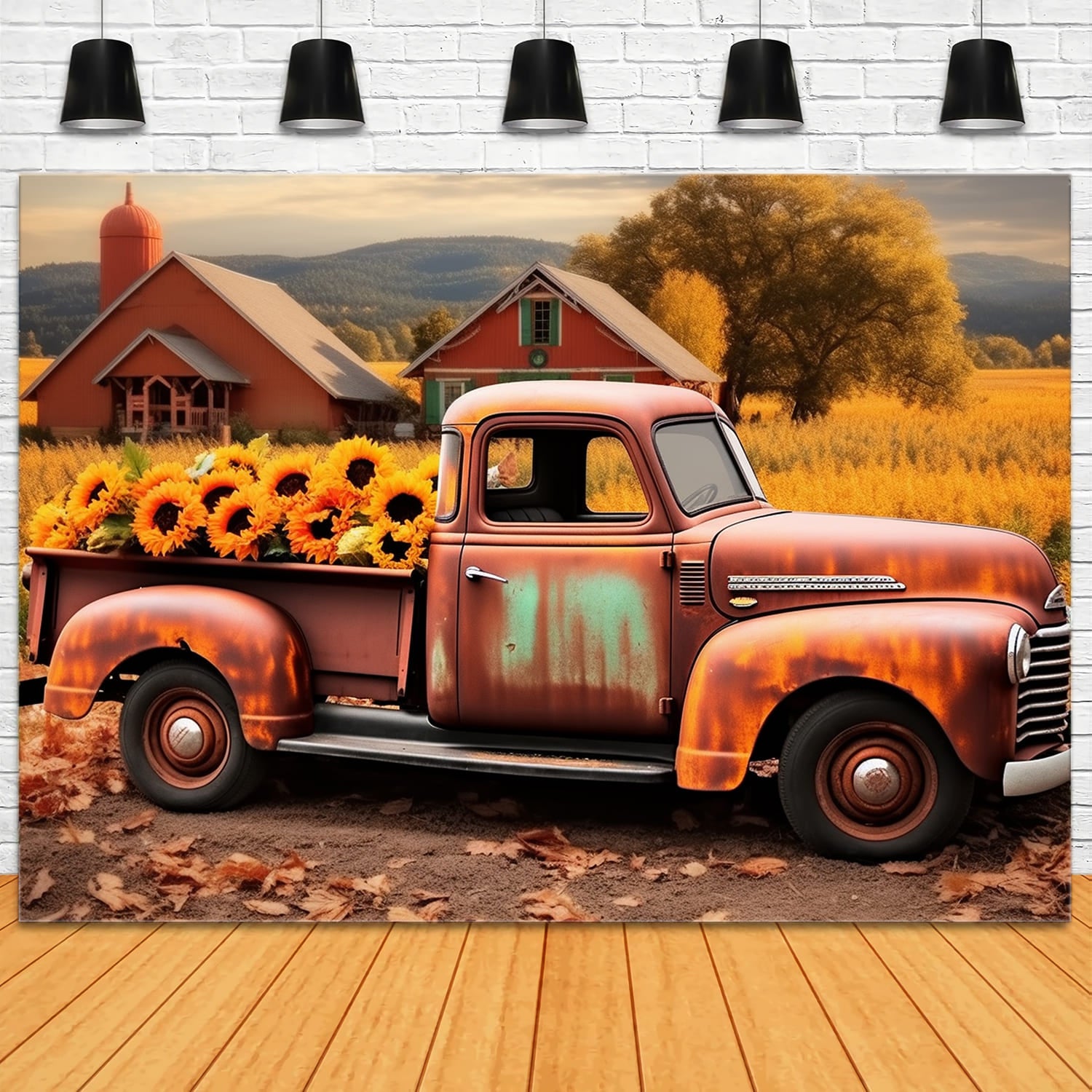 Herbst Feld Sonnenblume Alter LKW Hintergrund RR7-158