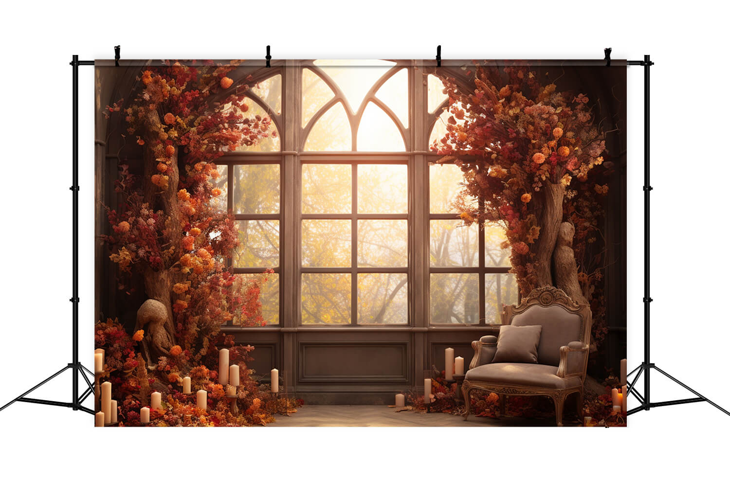 Herbst Fenster Nachleuchten Fotografie Hintergrund RR7-177