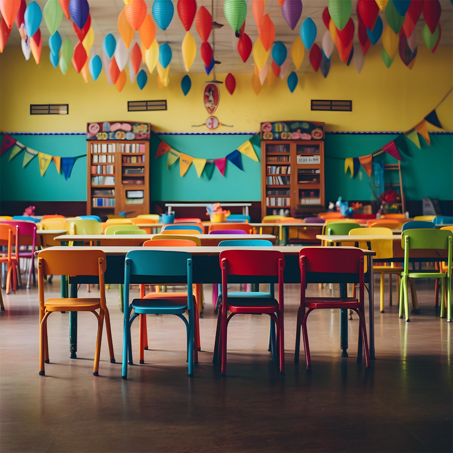 Back to School Buntes Klassenzimmer Backdrop RR7-197