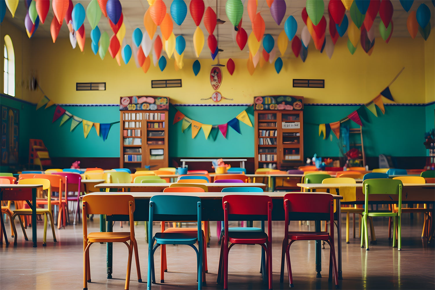 Back to School Buntes Klassenzimmer Backdrop RR7-197